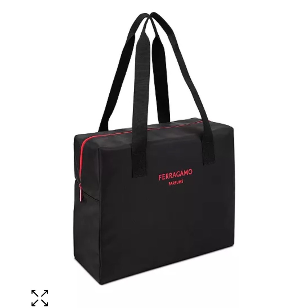 Salvatore Ferragamo Black Tote Bag with red detail NWT zipper